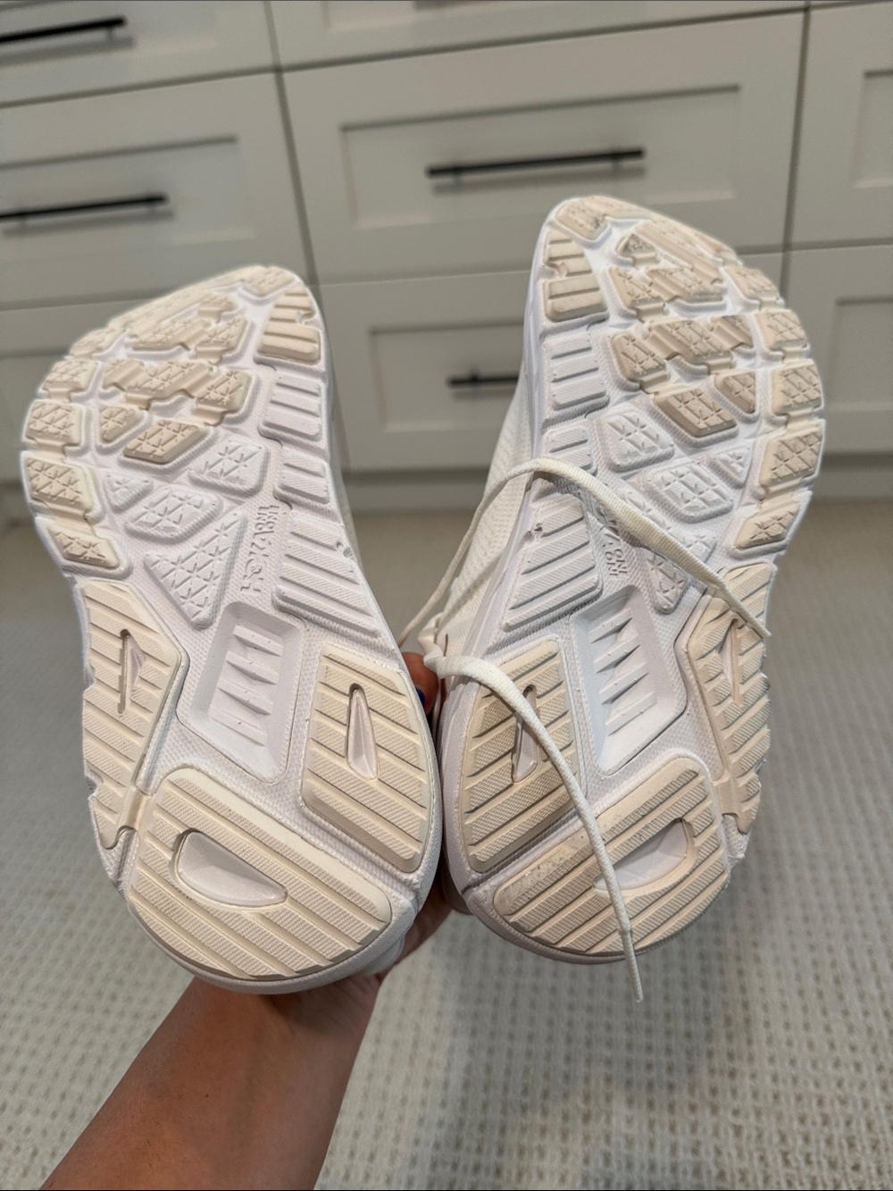 Hoka White Athletic Sneakers with Copper Logo Accent - Picture 5 of 10